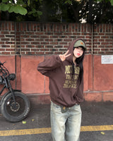 Crack Vintage Lettering Hooded Zip-Up