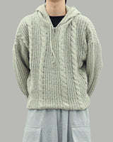Noel Knit Hoodie Half Zip Up (Beige)