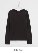 Achu ブラッシュド ベーシック ラウンド ロングスリーブ Tシャツ