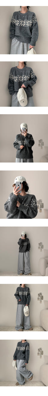 Yup Winter Snowflake Round Knitwear