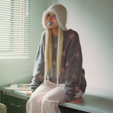 Two way Star Jacquard Knit (grey/pink)