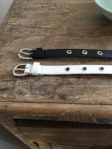 Double wrap eyelet slim belt