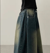 Mews Waistbanding Vintage Washed Side Pintuck Denim Bermuda Shorts