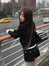 Dain Shirring Banding Zip-Up Jacket