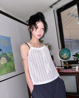 (3color) Shirring Openwork Knit Camisole