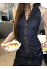 Cowgirl denim V-neck sleeveless top