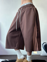 SIDE PINTUCK TRACK BALLOON BERMUDA PANTS ❤🤎🖤🩶🩷6COLOR
