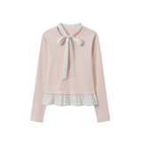 Chloe Dot Ribbon Knit Blouse
