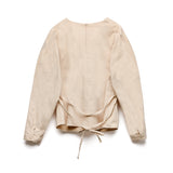 [LINE] Sleeve Tuck Twisted Blouse (2colors)