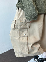 Nidi Multi Pocket Cotton Cargo Bermuda Shorts 3color