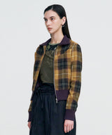 Plaid Check Flannel Zip-Up Jacket _ MUSTARD