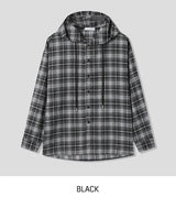 Solar loose fit hooded checkered shirt