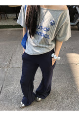 コントロールオフショルダールーズフィットショルダースリーブTシャツ