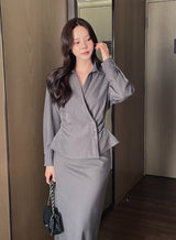 Lumie Banding Slit H-Line Long Skirt