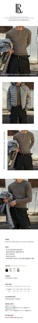 [MUSCLE FIT] Warm golgi henry neck slim t-shirts(4color)