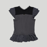 CORSET FLARED T-SHIRT: CHARCOAL