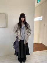 [unisex] カンバポケットカラーケーブルニットジップアップ