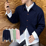 Pie knit collar cardigan
