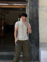 Washed buckle cargo pants
