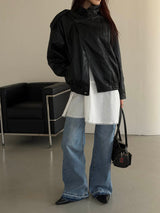 Move high neck leather jacket