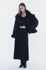 LUNA BELTED SHEARLING JACKET black