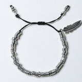 feather & antique silver beads bracelet
