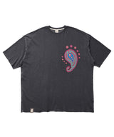 ペイズリー柄カットアウト 1/2 Tシャツ (Charcoal)