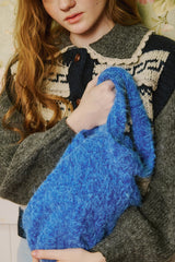 Vivid Hair Wool Shoulder Bag [Blue]