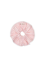 Gingham Check piping hair scrunchie (PINK)