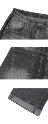ビンテージサイドピンタックデニムパンツ (gray)