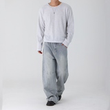 REVERSE BAND CUT WIDE DENIM PANTS