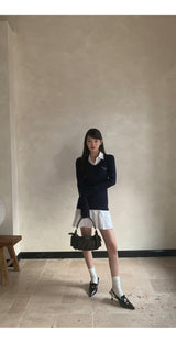 Navy Blue Collar Shirt Dress