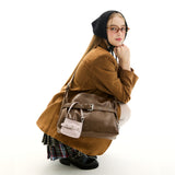 [SET] Medium Buckle Hobo Shoulder Cross Bag _ Brown