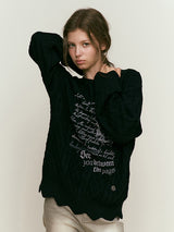 コレクションプリンテッドスカロップニット [BLACK]