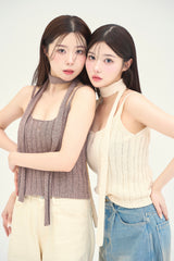 ネックタイニットキャミソール / necktie knit camisole