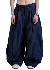 PUSH PUSH PP STRIPES PANTS ストライプワイドパンツ青色（あおいろ）