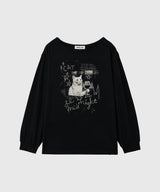 ボートネックルーズフィット グラフィックTシャツ