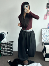 DOWN PINTUCK BALLOON LONG PANTS 🩶🖤2COLOR