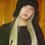 Furry Knit Trooper Hat (black)