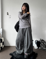 Surpassing 5,000 units sold Striped Linen Balloon Parachute Long Pants 3 Color 