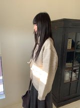 [unisex] カンバポケットカラーケーブルニットジップアップ