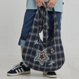 Star Check Applique Shoulder Bag