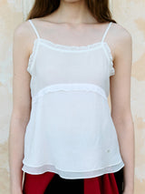 FRILL FLARE SLEEVELESS WHITE