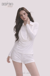 Lily Shirring Shirt Long Sleeve Top