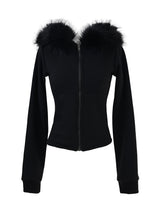 スリムファーフードジップアップ(fleece-lined / 3color)