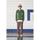 ARGYLE STRIPE CARDIGAN / GREEN