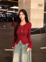 [BELLIDE MADE] ferry rib round knit cardigan