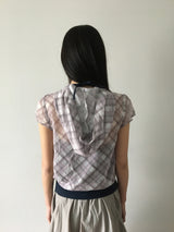 Plaid chiffon シャーリングジップアップ (2color)