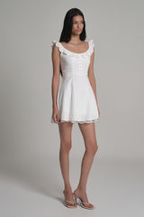 Whipped Frill Lace Dress, White