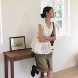 Tacoon Button Oversized-Fit Half-Length Bermuda Denim Pants